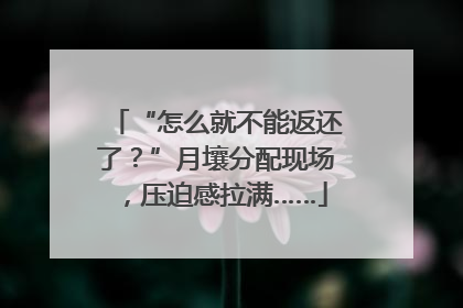 “怎么就不能返还了？”月壤分配现场，压迫感拉满……