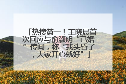 热搜第一！王晓晨首次回应与俞灏明“已婚”传闻，称“我头昏了，大家开心就好”