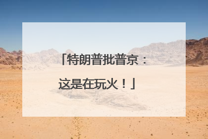特朗普批普京：这是在玩火！