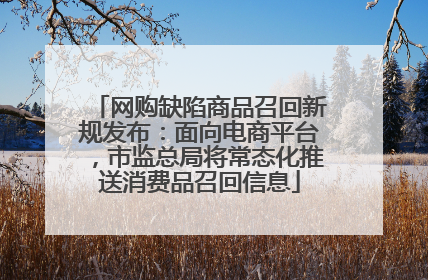 网购缺陷商品召回新规发布：面向电商平台，市监总局将常态化推送消费品召回信息