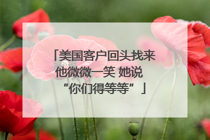 美国客户回头找来 他微微一笑 她说“你们得等等”