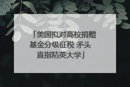 美国拟对高校捐赠基金分级征税 矛头直指精英大学
