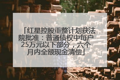 红星控股重整计划获法院批准：普通债权中每户25万元以下部分，六个月内全额现金清偿