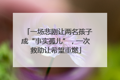 一场悲剧让两名孩子成“事实孤儿”，一次救助让希望重燃