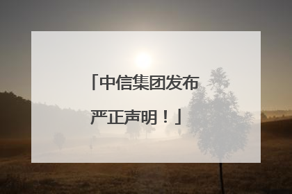 中信集团发布严正声明！