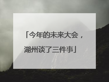 今年的未来大会，湖州谈了三件事