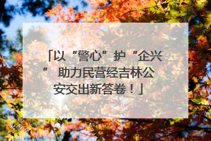 以“警心”护“企兴” 助力民营经吉林公安交出新答卷！