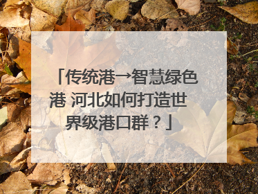 传统港→智慧绿色港 河北如何打造世界级港口群？