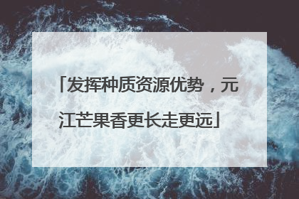 发挥种质资源优势，元江芒果香更长走更远