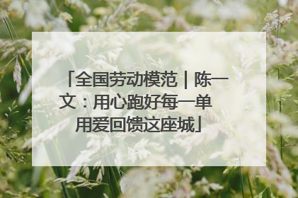全国劳动模范｜陈一文：用心跑好每一单 用爱回馈这座城