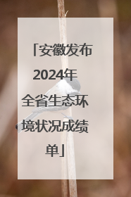安徽发布2024年全省生态环境状况成绩单