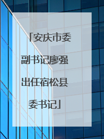 安庆市委副书记廖强出任宿松县委书记