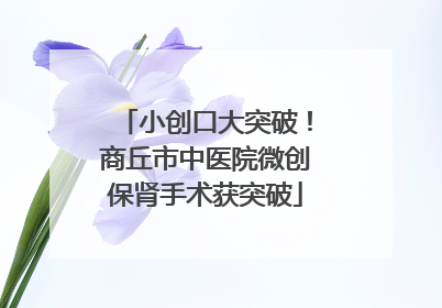 小创口大突破！商丘市中医院微创保肾手术获突破