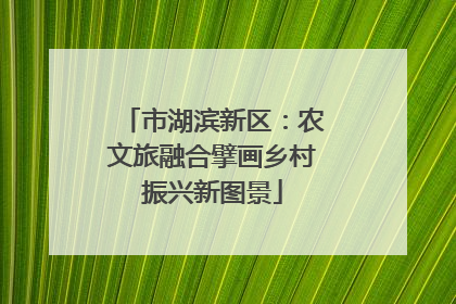 市湖滨新区：农文旅融合擘画乡村振兴新图景
