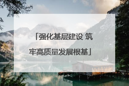 强化基层建设 筑牢高质量发展根基