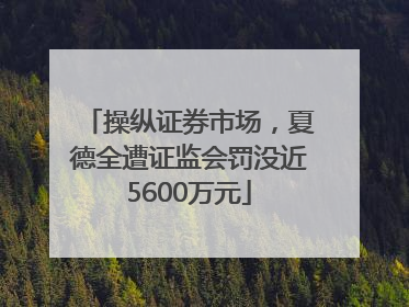 操纵证券市场，夏德全遭证监会罚没近5600万元