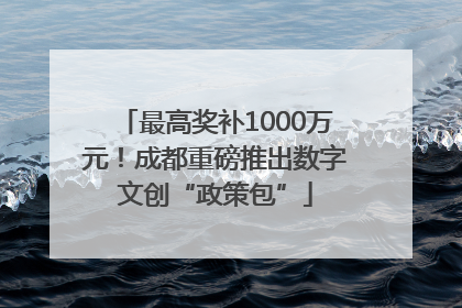 最高奖补1000万元！成都重磅推出数字文创“政策包”