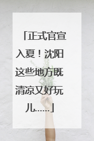 正式官宣入夏！沈阳这些地方既清凉又好玩儿……