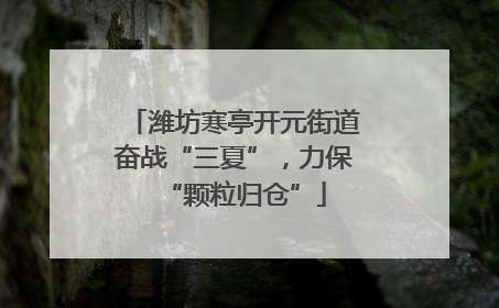 潍坊寒亭开元街道奋战“三夏”，力保“颗粒归仓”