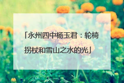 永州四中杨玉君：轮椅拐杖和雪山之水的光