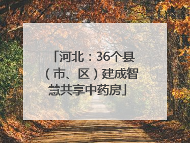 河北：36个县（市、区）建成智慧共享中药房