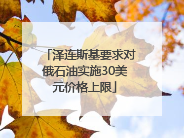 泽连斯基要求对俄石油实施30美元价格上限