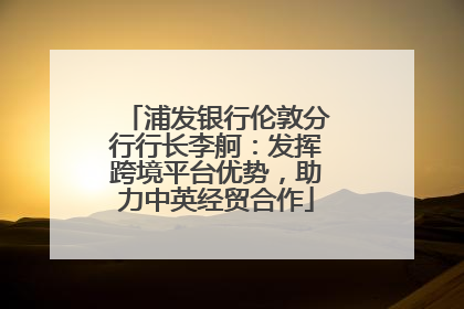 浦发银行伦敦分行行长李舸：发挥跨境平台优势，助力中英经贸合作