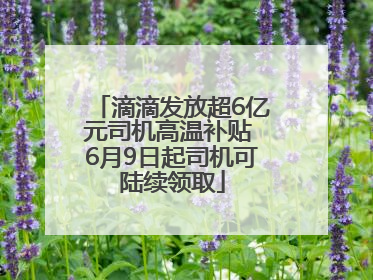 滴滴发放超6亿元司机高温补贴 6月9日起司机可陆续领取