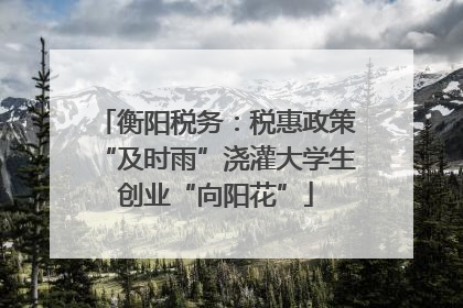 衡阳税务：税惠政策“及时雨”浇灌大学生创业“向阳花”