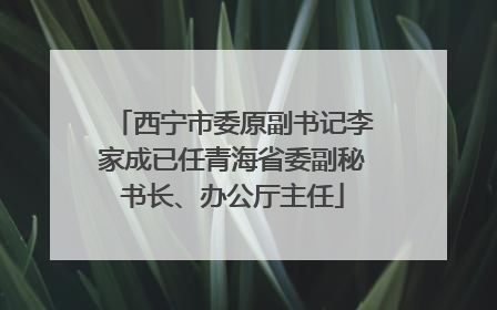 西宁市委原副书记李家成已任青海省委副秘书长、办公厅主任