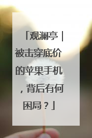 观澜亭｜被击穿底价的苹果手机，背后有何困局？
