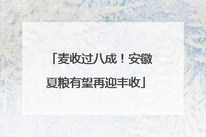 麦收过八成！安徽夏粮有望再迎丰收