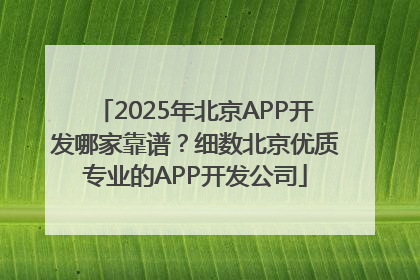 2025年北京APP开发哪家靠谱？细数北京优质专业的APP开发公司