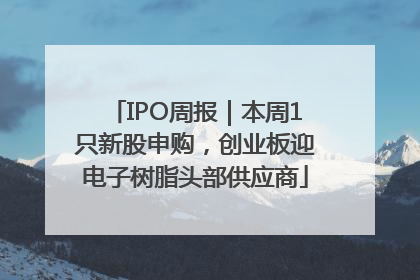 IPO周报｜本周1只新股申购，创业板迎电子树脂头部供应商